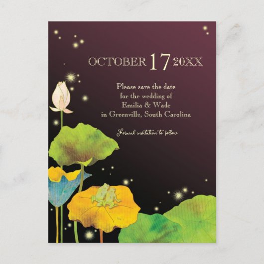 Firefly Night Fall Wedding Save the Date Aankondigingskaart (Voorkant)