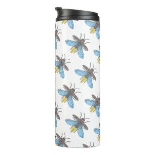 Firefly (patroon wit) - Thermische Tumbler Thermosbeker