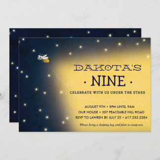 Firefly Sleepover Birthday Invitation, kaart