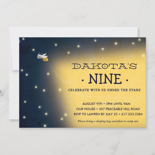 Firefly Slepover Invitation Anniversaire, Carte (Devant)