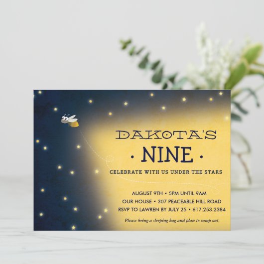 Firefly Slepover Invitation Anniversaire, Carte (Debout devant)