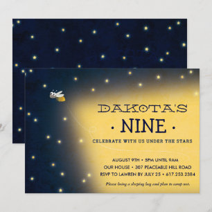 Firefly Slepover Invitation Anniversaire, Carte
