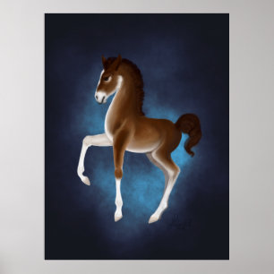 Firefly Stroll: Lichtgevende Zwerver in Blauw Poster