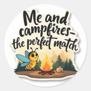 Firefly's Campfire Glow - 'Perfect Match' Pun Ronde Sticker