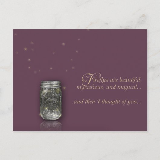 Fireflys op Mauve Briefkaart (Voorkant)