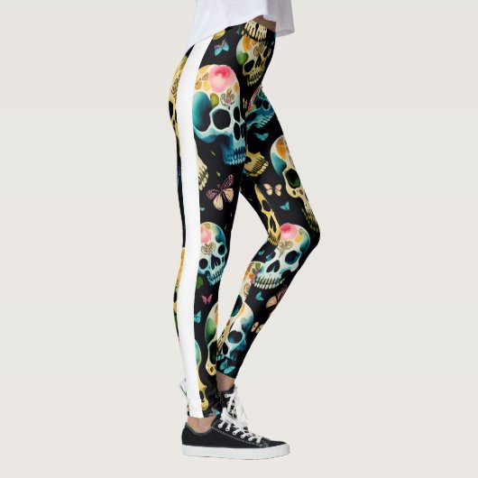 Firehai Halloween Kleurrijke schedelprint Leggings (Rechts)