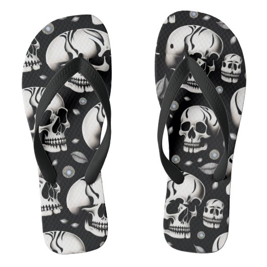 Firehai zwart en witte schedel print teenslippers (Voetbed)