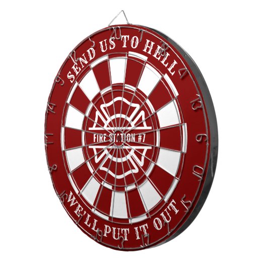 Firehouse Fire Station Fireman Dartboard en Darts Dartbord (Voorkant Rechts)