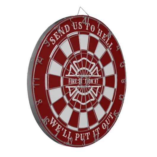 Firehouse Fire Station Fireman Dartboard en Darts Dartbord (Voorkant Links)