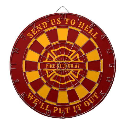 Firehouse Fire Station Fireman Dartboard en Darts Dartbord (Voorkant)