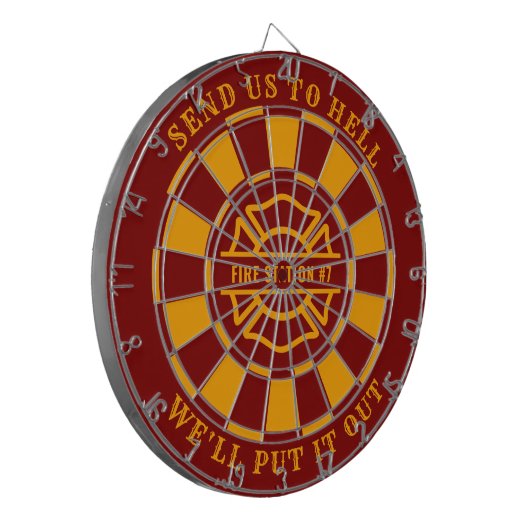 Firehouse Fire Station Fireman Dartboard en Darts Dartbord (Voorkant Links)