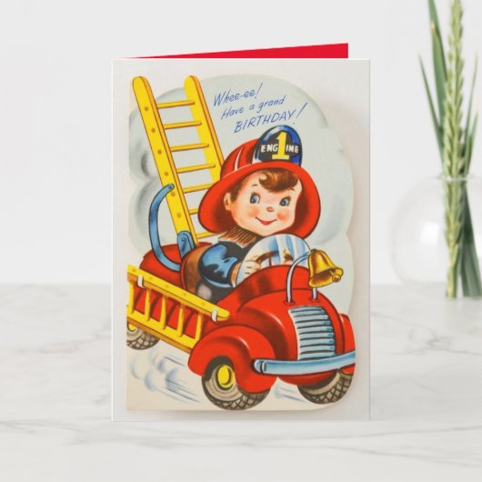 Fireman 1940 Carte d'anniversaire Vintage (Devant)