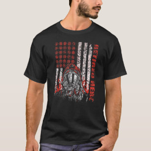 Fireman American Flag Gasmask Firefighter, in rust T-shirt