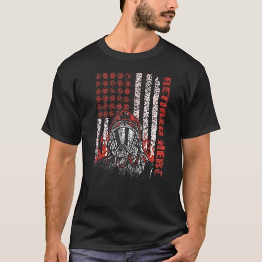 Fireman American Flag Gasmask Firefighter, in rust T-shirt (Voorkant)
