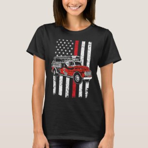 Fireman American Flag Red Line US brandweerman T-shirt
