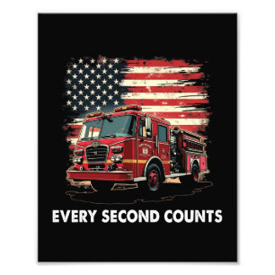 Fireman American Flag Thin Red Line Firefighter Foto Afdruk