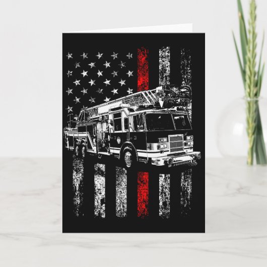 Fireman American Flag Thin Red Line Firefighter  Kaart (Voorkant)