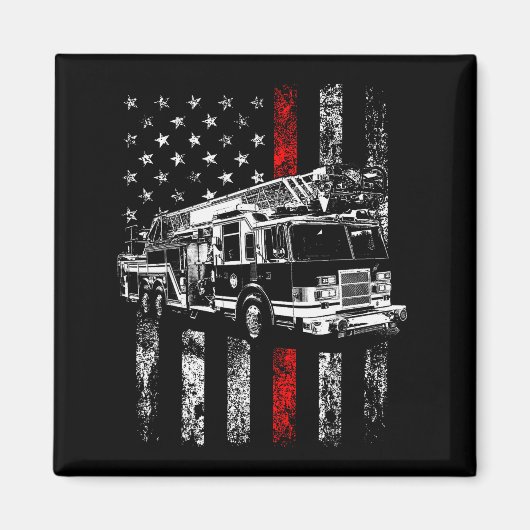 Fireman American Flag Thin Red Line Firefighter  Magneet (Voorkant)