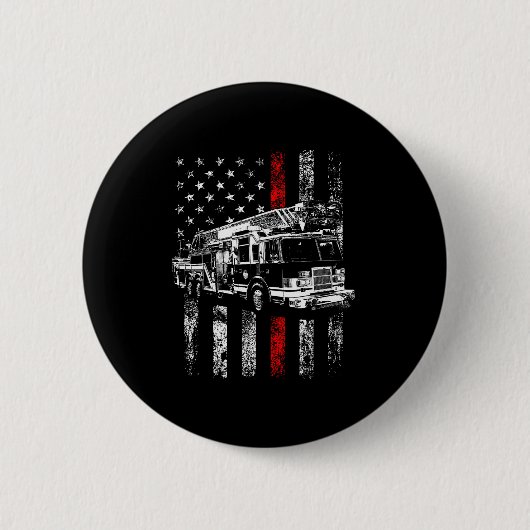 Fireman American Flag Thin Red Line Firefighter Ronde Button 5,7 Cm (Voorkant)