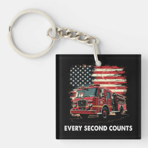 Fireman American Flag Thin Red Line Firefighter Sleutelhanger