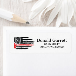 Fireman Ax US Flag First Responder Adres Etiket