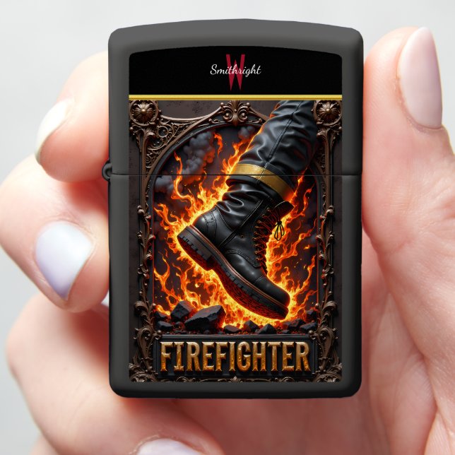 Fireman Boot Standing Flames Heat Design (In Hand)