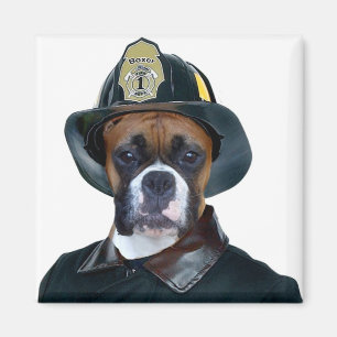 Fireman boxer dog magnet magneet
