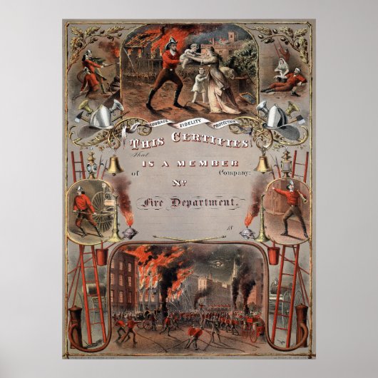 FIREMAN Certificate  Fire Department Poster (Voorkant)