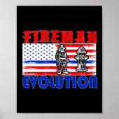 Fireman Evolution Fireman Gift Proud Firefighter Q Poster (Voorkant)