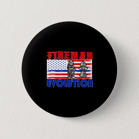 Fireman Evolution Fireman Gift Proud Firefighter Q Ronde Button 5,7 Cm (Voorkant)