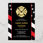 Fireman Fire Department Firefighter Retirement Folie Uitnodiging (Voorkant)