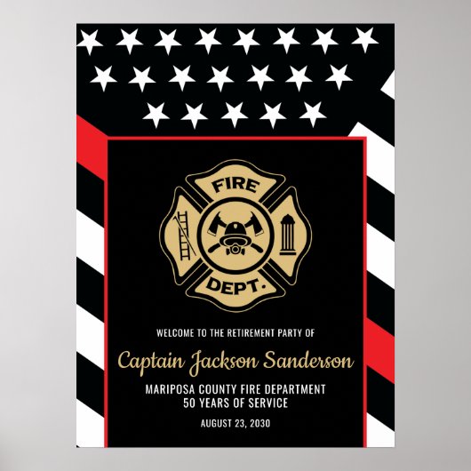 Fireman Fire Department Firefighter Retirement Poster (Voorkant)