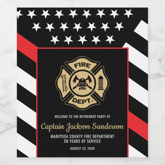 Fireman Fire Department Firefighter Retirement Wijn Etiket (Enkel label)