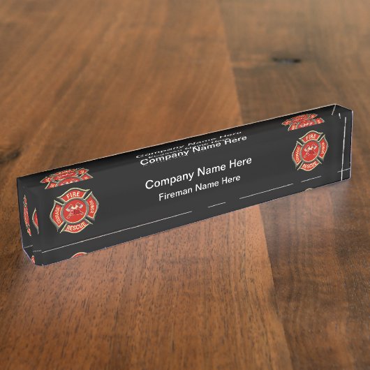 Fireman Firehouse Desk Naam Bord Naambordje (Zijkant)