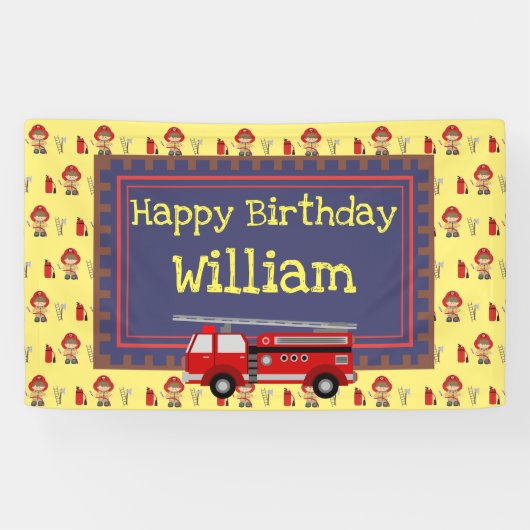 Fireman Happy Birthday Spandoek (Horizontaal)