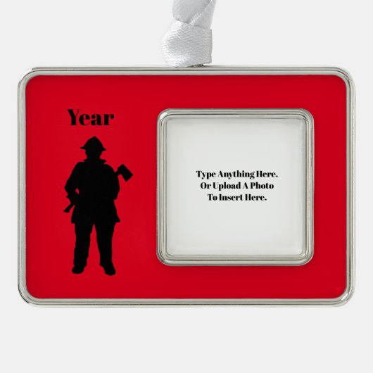 Fireman-kerstversiering Verzilverd Kader Ornament (Voorkant)