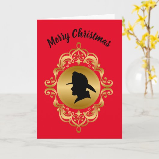 Fireman Medallion Profile - kerstkaart Kaart (Gele Bloem)