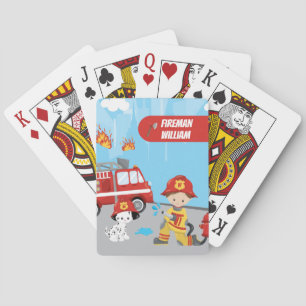 Fireman met voornaam, de Cartoon van Little Boy Pokerkaarten