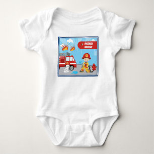 Fireman met voornaam, de Cartoon van Little Boy Romper