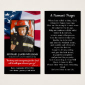 Fireman Prière Memorial Firefighter Funeral Card (Devant & derrière)