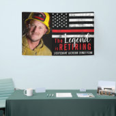 Fireman Retirement Thin Red Line Firefighter Foto Spandoek (Beurs)