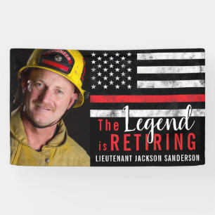 Fireman Retirement Thin Red Line Firefighter Foto Spandoek