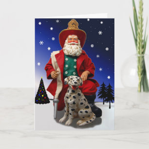 Fireman Santa/Dalmation Holiday Card Feestdagen Kaart