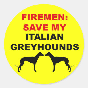 Fireman Save My Italiaanse Greyhounds Ronde Sticker