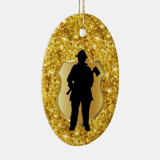 Fireman Silhouette-kerstversiering Keramisch Ornament (Rechts)
