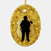 Fireman Silhouette-kerstversiering Keramisch Ornament (Voorkant)