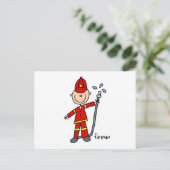 Fireman Stick Figuur Briefkaart (Staand voorkant)