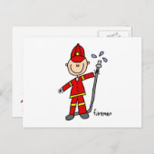 Fireman Stick Figuur Briefkaart (Voorkant / Achterkant)