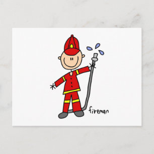 Fireman Stick Figuur Briefkaart