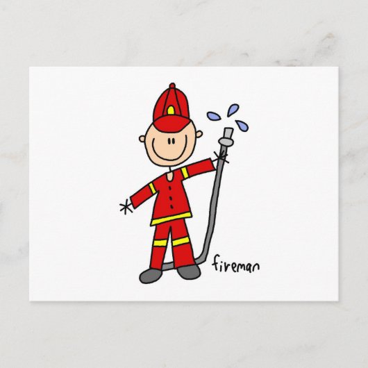 Fireman Stick Figuur Briefkaart (Voorkant)